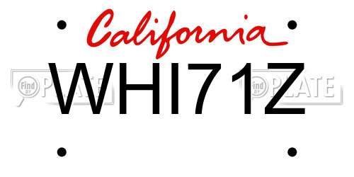 WHI71Z California License Plate