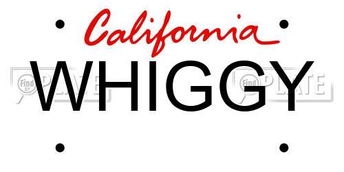 WHIGGY California License Plate