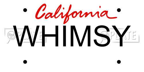 WHIMSY California License Plate