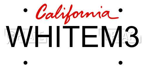 WHITEM3 California License Plate