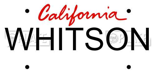 WHITSON California License Plate