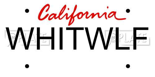 WHITWLF California License Plate