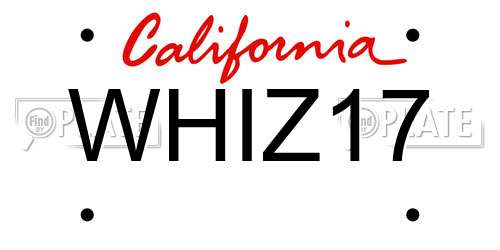 WHIZ17 California License Plate