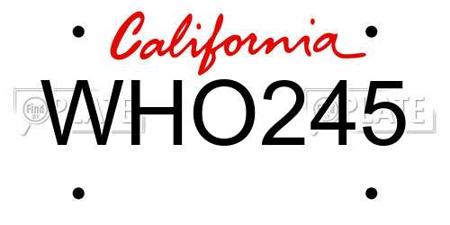 WHO245 California License Plate