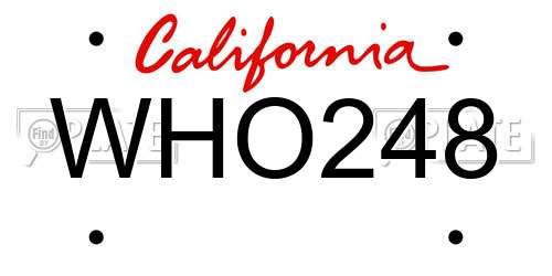 WHO248 California License Plate
