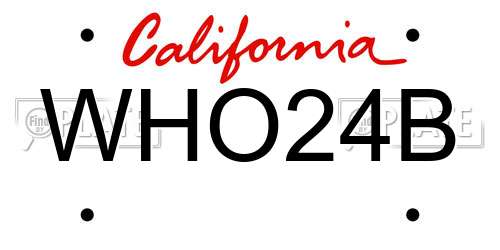 WHO24B California License Plate
