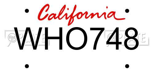 WHO748 California License Plate
