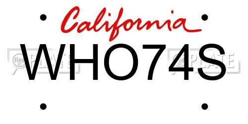 WHO74S California License Plate