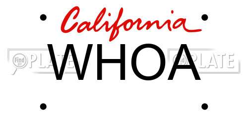 WHOA California License Plate