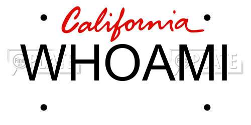 WHOAMI California License Plate