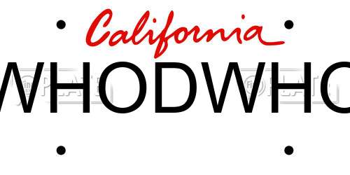 WHODWHO California License Plate