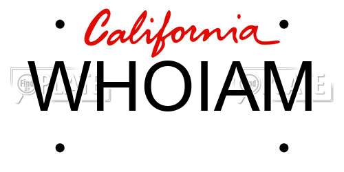 WHOIAM California License Plate