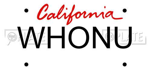 WHONU California License Plate