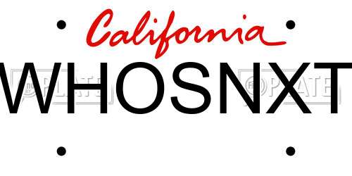 WHOSNXT California License Plate