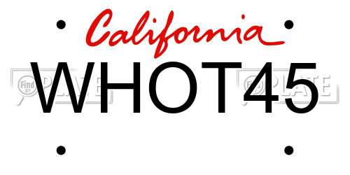 WHOT45 California License Plate