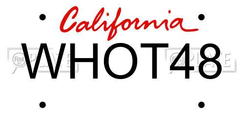 WHOT48 California License Plate