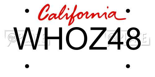 WHOZ48 California License Plate