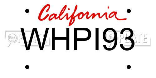 WHPI93 California License Plate
