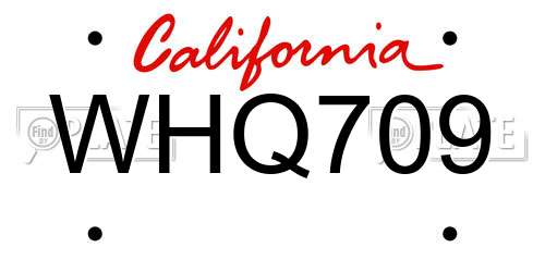 WHQ709 California License Plate