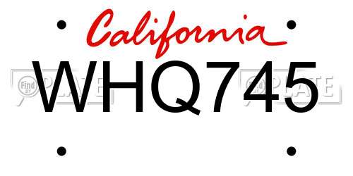 WHQ745 California License Plate