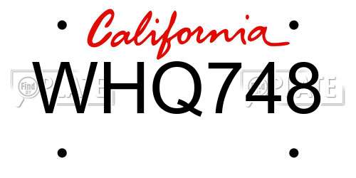 WHQ748 California License Plate