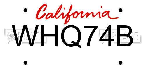 WHQ74B California License Plate
