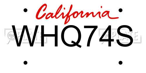 WHQ74S California License Plate