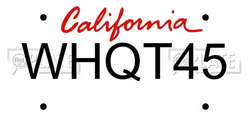 WHQT45 California License Plate