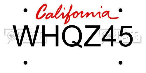 WHQZ45 California License Plate