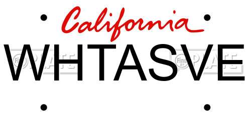 WHTASVE California License Plate