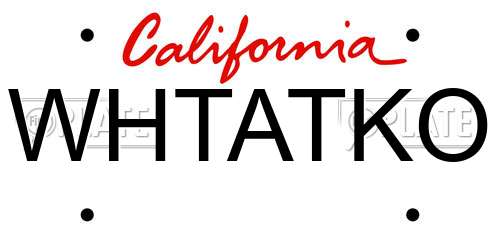 WHTATKO California License Plate