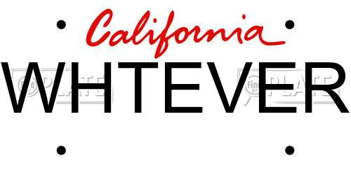 WHTEVER California License Plate