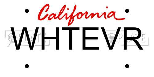 WHTEVR California License Plate