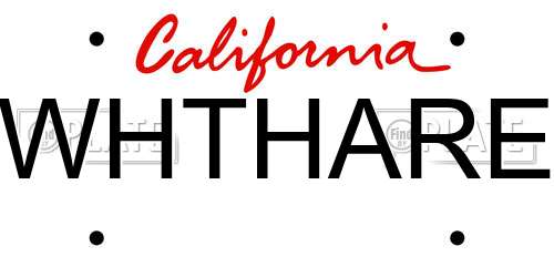 WHTHARE California License Plate