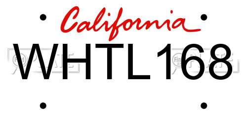 WHTL168 California License Plate