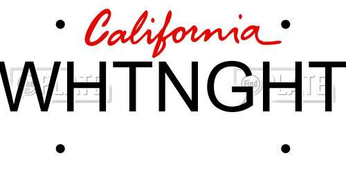 WHTNGHT California License Plate