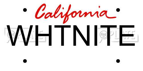 WHTNITE California License Plate