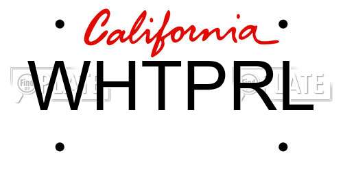 WHTPRL California License Plate