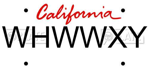WHWWXY California License Plate