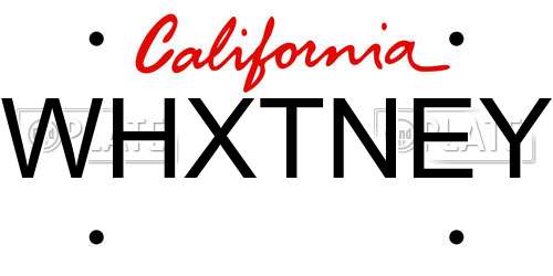WHXTNEY California License Plate