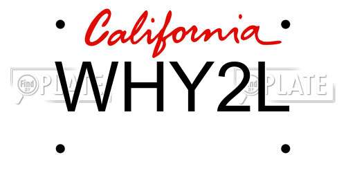 WHY2L California License Plate