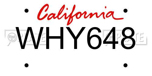 WHY648 California License Plate