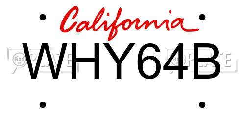 WHY64B California License Plate