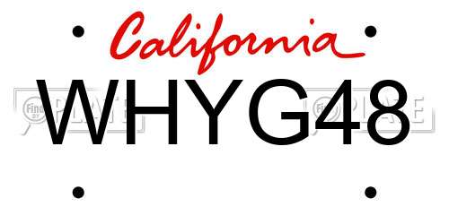 WHYG48 California License Plate