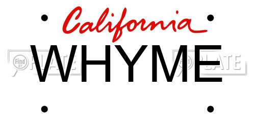 WHYME California License Plate