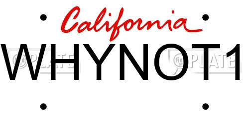 WHYNOT1 California License Plate