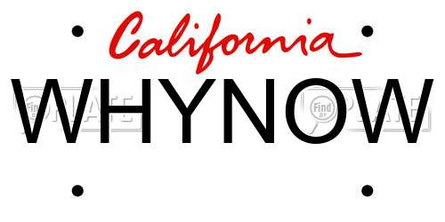 WHYNOW California License Plate