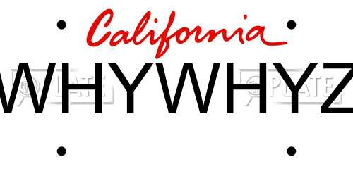 WHYWHYZ California License Plate