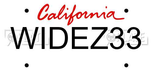 WIDEZ33 California License Plate
