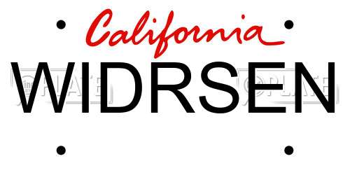 WIDRSEN California License Plate